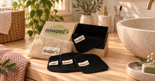 Coffret de lingettes démaquillantes réutilisables Demaquee'N en bambou